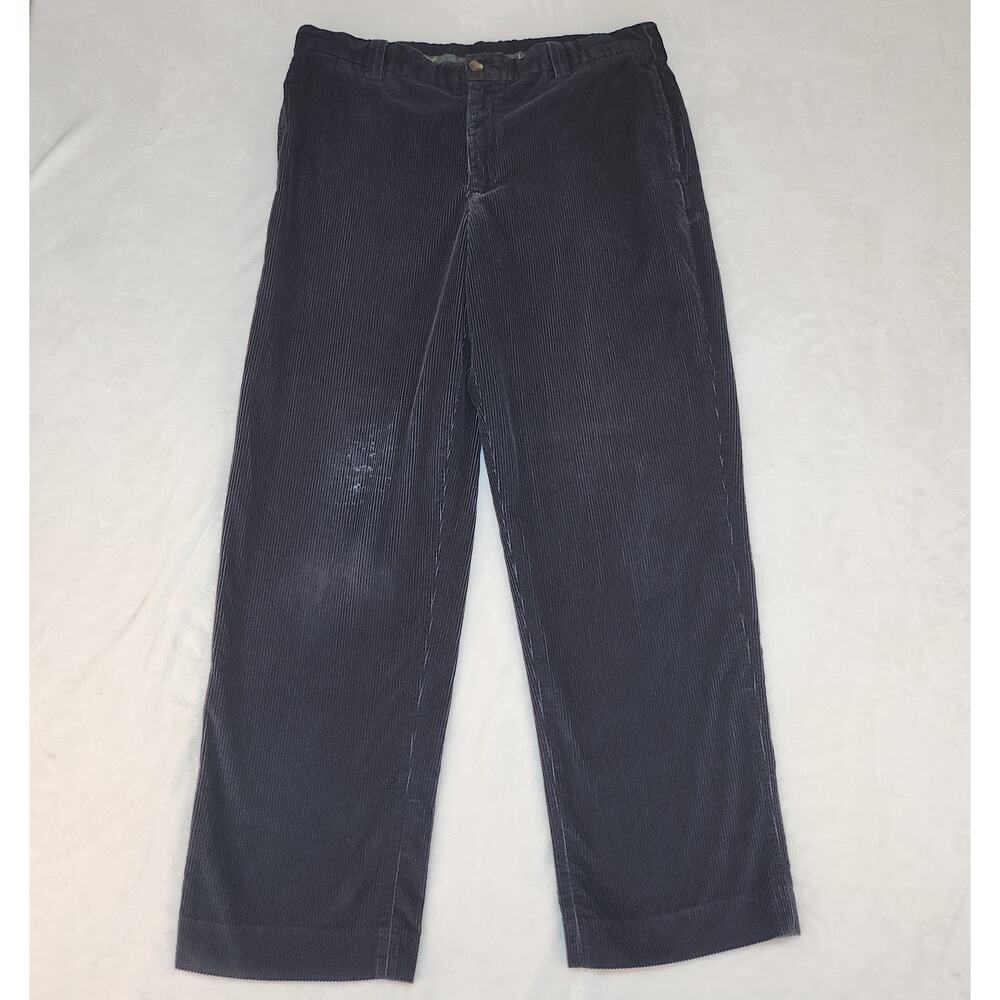 Vintage 90s Corduroy Pants Mens 37 36x30 Black Wide Wale LL Bean Grandpacore